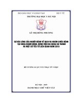 SỰ hài LÒNG của NGƯỜI BỆNH về DỊCH vụ KHÁM CHỮA BỆNH tại KHOA KHÁM BỆNH, BỆNH VIỆN đa KHOA hà THÀNH và một số yếu tố LIÊN QUAN năm 2019 