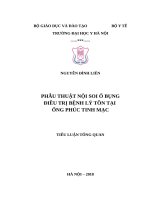 Ứng dụng phẫu thuật nội soi ổ bụng chẩn đoán các thể bệnh do tồn tại ống phúc tinh mạc 