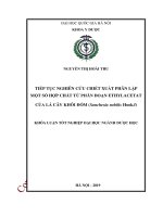Tiếp tục nghiên cứu chiết xuất phân lập một số hợp chất từ phân đoạn ethylacetat của lá cây khôi đốm (sanchezia nobilis hookf) 