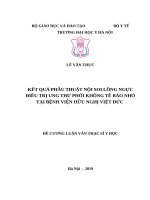 KẾT QUẢ PHẪU THUẬT nội SOI LỒNG NGỰC điều TRỊ UNG THƯ PHỔI KHÔNG tế bào NHỎ 