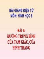 Bài giảng Hình học 8 chương 1 bài 4: Đường trung bình của tam giác, của hình thang