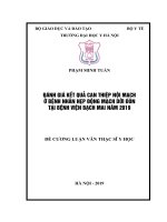 ĐÁNH GIÁ kết QUẢ CAN THIỆP nội MẠCH ở BỆNH NHÂN hẹp ĐỘNG MẠCH dưới đòn tại BỆNH VIỆN BẠCH MAI năm 2019 