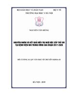 NGUYÊN NHÂN và kết QUả điều TRị NGộ độc cấp TRẻ EM tại BệNH VIệN NHI TRUNG ƯƠNG GIAI đoạn 2017 2020 