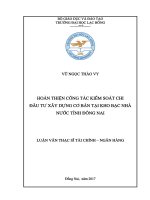 Hoàn thiện công tác kiểm soát chi đầu tư xây dựng cơ bản tại Kho bạc Nhà nước tỉnh Đồng Nai: luận văn thạc sĩ