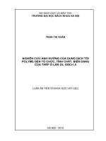 Nghiên cứu ảnh hưởng của dung dịch tôi polyme đến tổ chức, tính chất, biến dạng của thép ổ lăn OL 100cr1,5