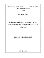 Hoàn thiện kế toán quản trị chi phí trong các doanh nghiệp sản xuất giấy Việt Nam