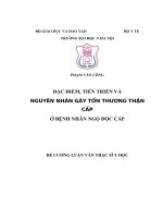 ĐẶC điểm, TIẾN TRIỂN và NGUYÊN NHÂN gây tổn THƯƠNG THẬN cấp ở BỆNH NHÂN NGỘ độc cấp 