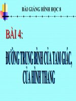 Bài giảng Hình học 8 chương 1 bài 4: Đường trung bình của tam giác, của hình thang