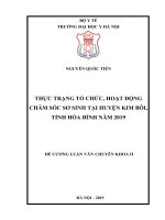 THỰC TRẠNG tổ CHỨC, HOẠT ĐỘNG CHĂM sóc sơ SINH tại HUYỆN KIM bôi, TỈNH hòa BÌNH năm 2019 