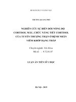Nghiên cứu sự biến đổi nồng độ cortisol máu, chức năng tiết cortisol của tuyến thượng thận ở bệnh nhân viêm khớp dạng thấp (FULL TEXT)