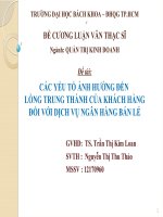 Các yếu tố ảnh hưởng đến lòng trung thành của khách hàng đối với dịch vụ Ngân hàng bán lẻ - Đề cương luận văn thạc sĩ