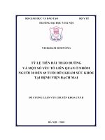 TỶ lệ TIỀN đái THÁO ĐƯỜNG và một số yếu tố LIÊN QUAN ở NHÓM NGƯỜI 30 đến 69 TUỔI đến KHÁM sức KHỎE tại BỆNH VIỆN BẠCH MAI 