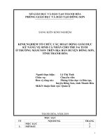 Kinh nghiệm tổ chức các hoạt động giáo dục kỹ năng vệ sinh cá nhân cho trẻ 5 6 tuổi ở trường mầm non  