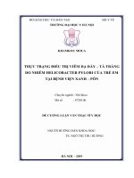 THỰC TRẠNG điều TRỊ VIÊM dạ dày – tá TRÀNG DO NHIỄM HELICOBACTER PYLORI của TRẺ EM tại BỆNH VIỆN XANH – pôn 