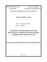 Đánh giá tài nguyên du lịch và điều kiện sinh khí hậu phục vụ phát triển du lịch vùng nam bộ việt nam tt tiếng anh 