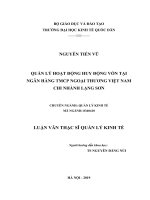 Luận văn thạc sỹ - Quản lý huy động vốn tại ngân hàng thương mại cổ phần Ngoại Thương Việt Nam chi nhánh Lạng Sơn