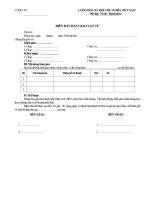 Biên bản bàn giao, giao nhận vật tư, hàng hóa, thiết bị