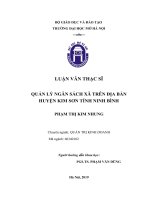 Luận văn thạc sỹ - Quản lý ngân sách xã trên địa bàn huyện Kim Sơn, tỉnh Ninh Bình