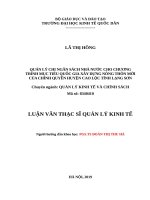 Luận văn thạc sỹ - Quản lý chi ngân sách nhà nước cho chương trình mục tiêu Quốc Gia xây dựng nông thôn mới của chính quyền huyện Cao Lộc tỉnh Lạng Sơn