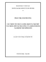 Các nhân tố chất lượng dịch vụ nội trú tác động đến sự hài lòng của khách hàng tại bệnh viện bình dân 