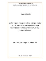 Hoàn thiện tổ chức công tác kế toán tại các đơn vị sự nghiệp công lập trực thuộc sở giao thông vận tải tp  hồ chí minh 