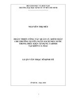 Hoàn thiện công tác quản lý, kiểm soát chi thường xuyên ngân sách nhà nước trong điều kiện áp dụng TABMIS tại kho bạc nhà nước cà mau 