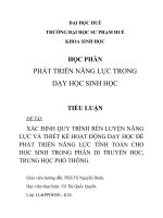 Xác định quy trình rèn luyện năng lực và thiết kế hoạt động dạy học để phát triển năng lực tính toán cho học sinh trong phần Di truyền học, Trung học phổ thông