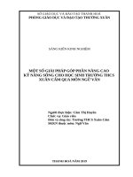 Một số giải pháp góp phần nâng cao kỹ năng sống cho học sinh trường THCS xuân cẩm qua môn ngữ văn 