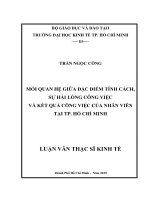 Mối quan hệ giữa đặc điểm tính cách, sự hài lòng công việc và kết quả công việc của nhân viên tại TP  hồ chí minh 