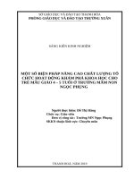 Một số biện pháp nâng cao chất lượng tổ chức hoạt động khám phá khoa học cho trẻ mẫu giáo 4 5 tuổi, trường mầm non ngọc phụng 