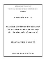 Phân tích các yếu tố tác động đến thu ngân sách nhà nước trên địa bàn các tỉnh miền đông nam bộ 