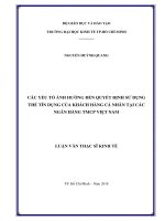 Các yếu tố ảnh hưởng đến quyết định sử dụng thẻ tín dụng của khách hàng cá nhân tại các ngân hàng thương mại cổ phần việt nam 