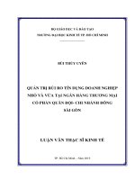 Quản trị rủi ro tín dụng doanh nghiệp nhỏ và vừa tại ngân hàng thương mại cổ phần quân đội   chi nhánh đông sài gòn 