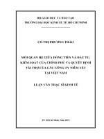 Mối quan hệ giữa dòng tiền và đầu tư, kiểm soát của chính phủ và quyết định tài trợ của các công ty niêm yết tại việt nam 