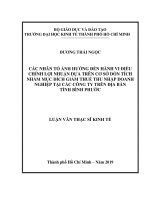Các nhân tố ảnh hưởng đến hành vi điều chỉnh lợi nhuận dựa trên cơ sở dồn tích nhằm mục đích giảm thuế thu nhập doanh nghiệp tại các công ty trên địa bàn tỉnh bình phước 
