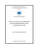 Nâng cao năng lực cạnh tranh cụm ngành tôm tỉnh cà mau, giai đoạn 2019   2025 