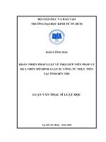 Hoàn thiện pháp luật về trợ giúp viên pháp lý dựa trên mô hình luật sư công từ thực tiễn tại tỉnh bến tre 