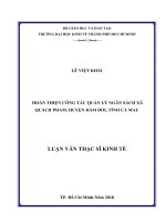 Hoàn thiện công tác quản lý ngân sách xã quách phẩm, huyện đầm dơi, tỉnh cà mau 