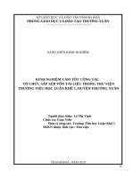 Kinh nghiệm làm tốt công tác tổ chức sắp xếp vốn tài liệu trong thư viện trường tiểu học luận khê 1, huyện thường xuân 