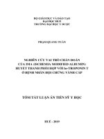 Nghiên cứu vai trò chẩn đoán của IMA (ischemia modified albumin) huyết thanh phối hợp với hs troponin t ở bệnh nhân hội chứng vành cấp (tt) 