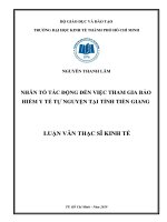 Nhân tố tác động đến việc tham gia bảo hiểm y tế tự nguyện tại tỉnh tiền giang 