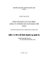 Phân tích Báo cáo tài chính Công ty Cổ phần sản xuất hàng thể thao