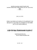 Nâng cao năng lực quản lý của đội ngũ cán bộ quản lý tại Công ty Cổ phần Tư vấn thiết kế và xây dựng Bình An