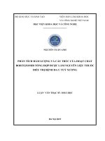 Phân tích hàm lượng và cấu trúc của hoạt chất bortezomib tổng hợp được làm nguyên liệu thuốc điều trị bệnh đa u tủy xương