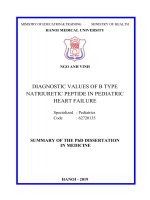 Nghiên cứu giá trị chẩn đoán của chỉ số b type natriuretic peptide trong suy tim trẻ em ttta 