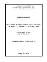 Hoàn thiện hệ thống thông tin kế toán tại các công ty cổ phần xây dựng việt nam tt 
