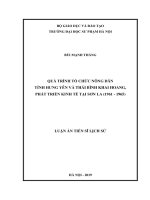 QUÁ TRÌNH TỔ CHỨC NÔNG DÂN TỈNH HƯNG YÊN VÀ THÁI BÌNH KHAI HOANG, PHÁT TRIỂN KINH TẾ TẠI SƠN LA (1961 - 1965)