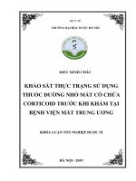 Khảo sát thực trạng sử dụng thuốc đường nhỏ mắt có chứa corticoid trước khi khám tại Bệnh viện Mắt Trung Ương