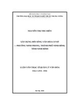 Xây dựng đời sống văn hóa cơ sở ở phường ninh phong, thành phố ninh bình, tỉnh ninh bình 