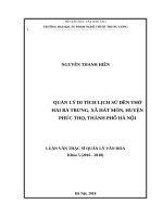Quản lý di tích lịch sử đền thờ hai bà trưng, xã hát môn, huyện phúc thọ, thành phố hà nội 